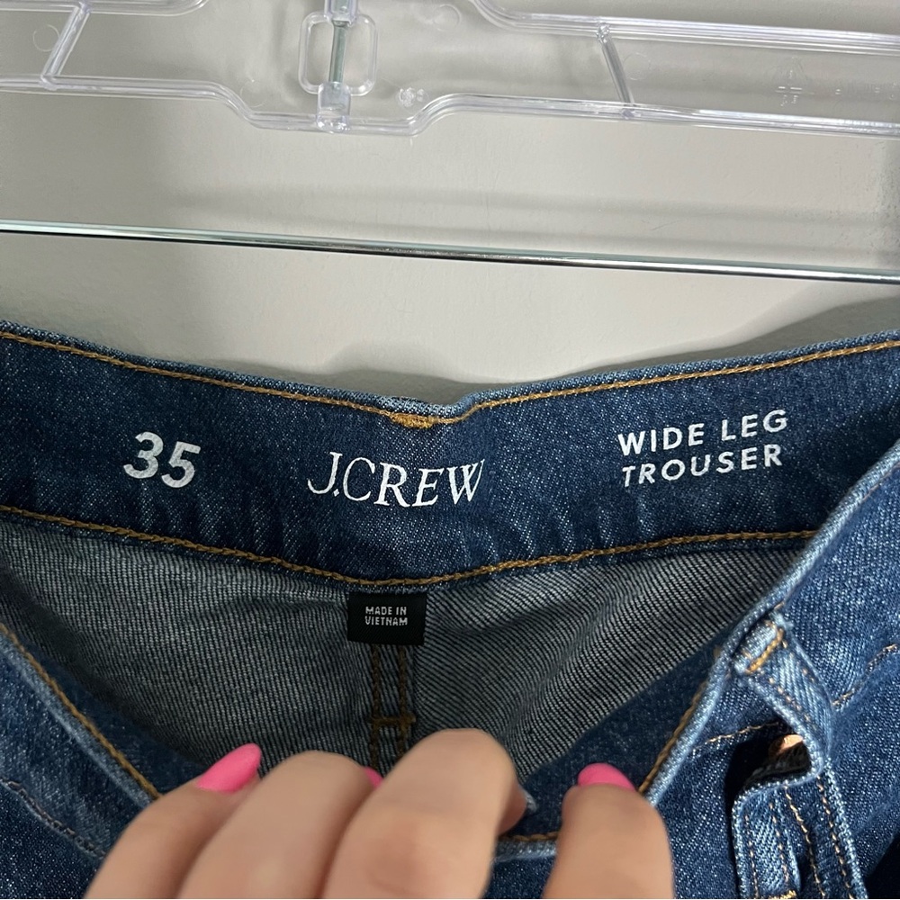 J Crew Wide Leg Denim Trouser Pants in Fiorellas Wash Women's Size 35 - Picture 6 of 8